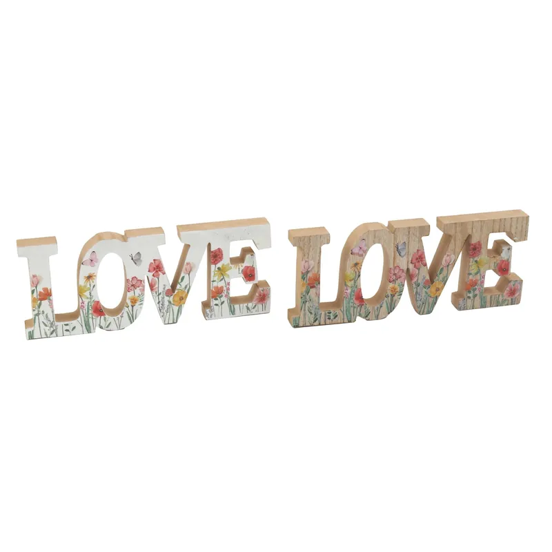 Goedkoop Scritta decorativa in legno LOVE 24x9,5 cm bianco e marrone