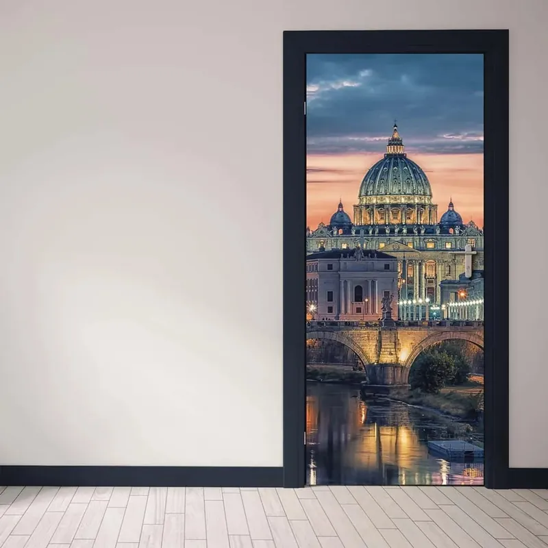 Decorazione Autoadesiva per porta Rome San Pietro 210x83 cm Finale Uitverkoop