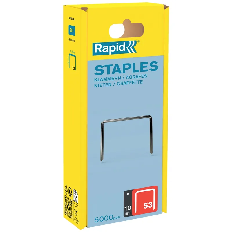 Graffe a filo fine Rapid No. 53 zincate da 10 mm Fabrieksprijs