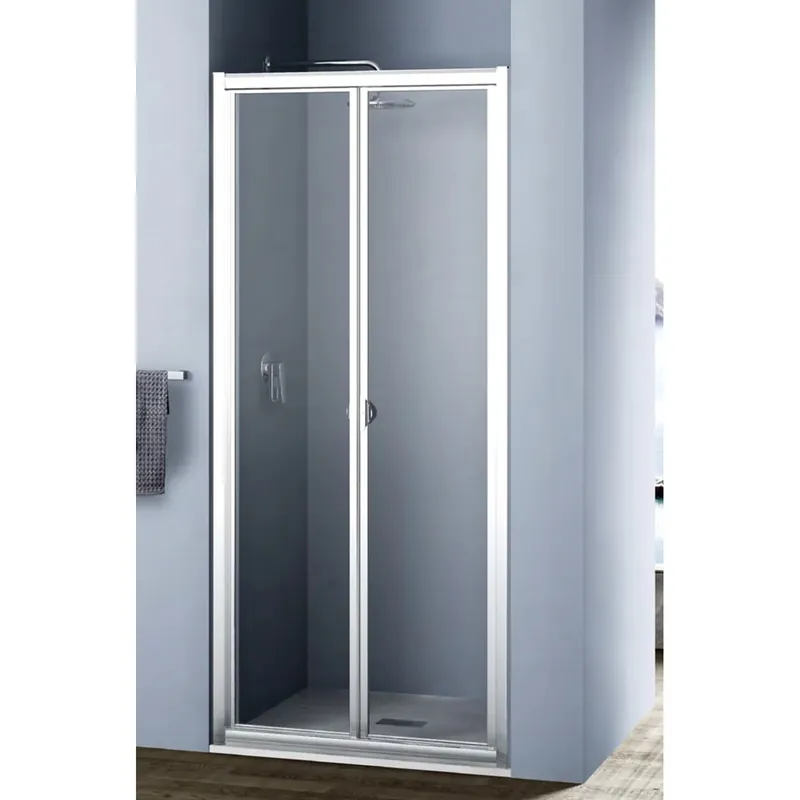 Porta doccia a soffietto Platz 85 cm H 190 cm argento e trasparente Populair
