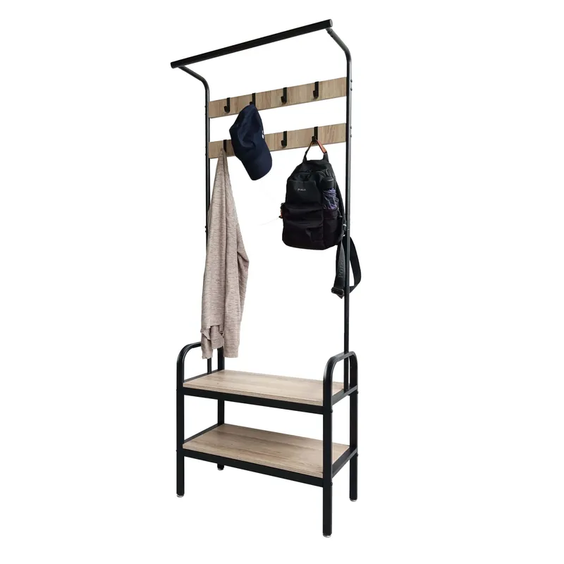 Nieuw Appendiabiti in metallo e pannello truciolare con 2 ripiani 66x30x172 cm