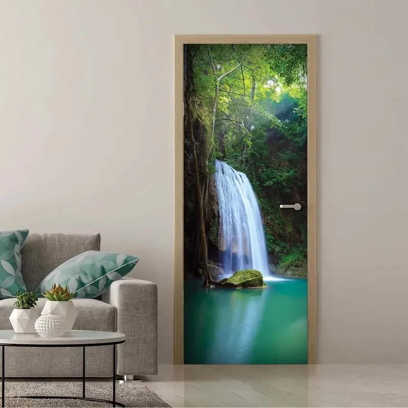 Decorazione Autoadesiva per porta Cascata Verde 210x83 cm Direct Beschikbaar