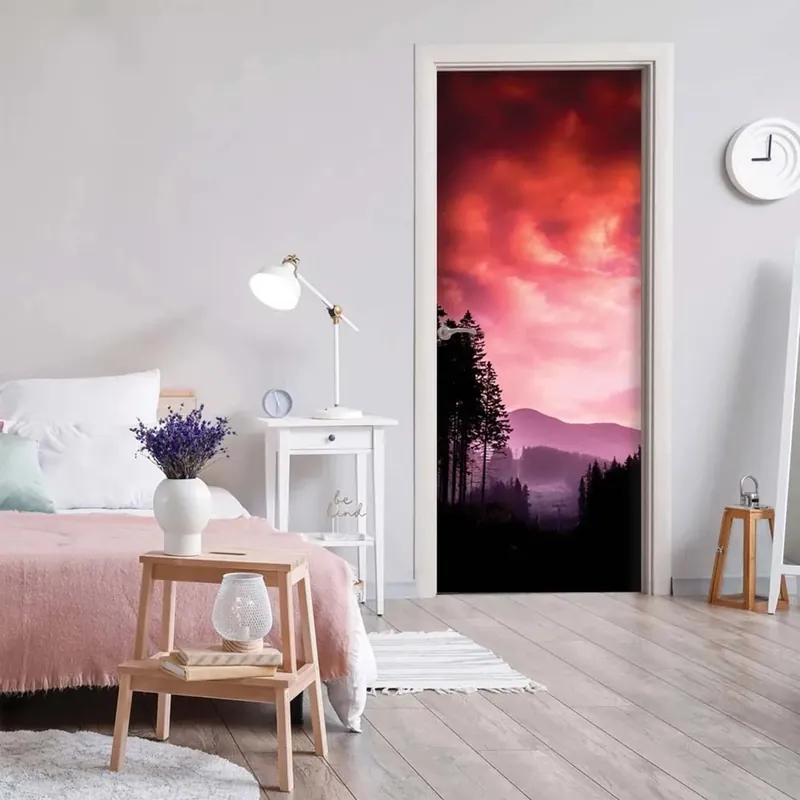 Decorazione Autoadesiva per porta Mountain Sunset 210x83 cm Direct Verzonden