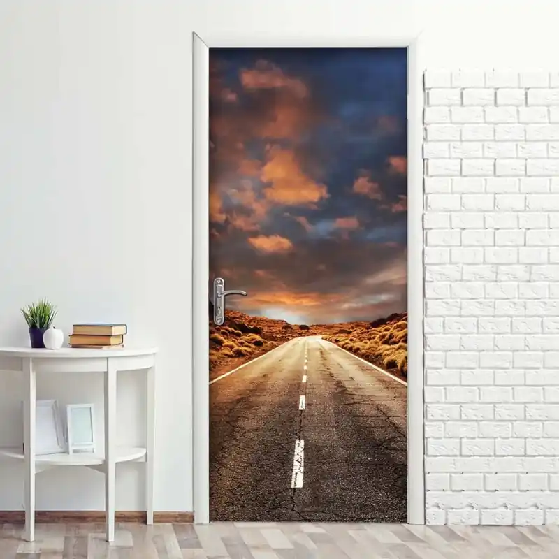 Decorazione Autoadesiva per porta Road Sunset 210x83 cm Dagaanbieding