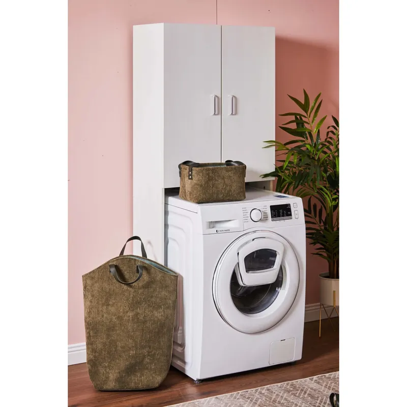Gereduceerde Prijs Mobile multiuso per lavatrice in legno truciolato Lollo 65x31,5x17 cm bianco