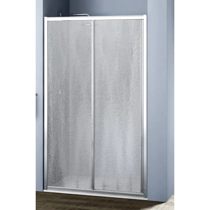 Porta scorrevole doccia 1 anta Platz 120 cm H 190 bianco e trasparente 3 mm Populair