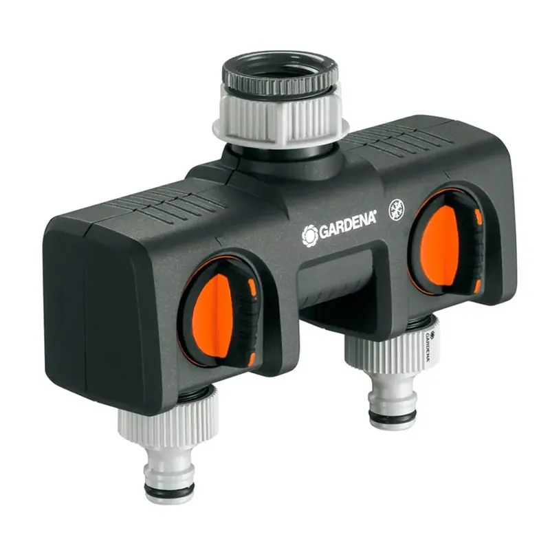 Distributore a 2 vie Gardena per rubinetti da 33.3 mm (G1") e 26,5 mm (G3/4") Veilige Betaling