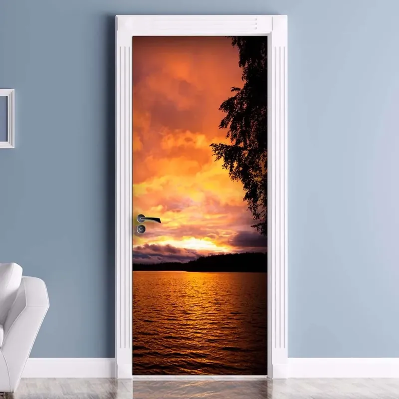 Decorazione Autoadesiva per porta Lake Sunset 210x83 cm Fabrieksprijs