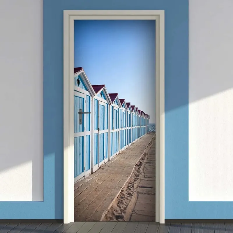 Op = Op Decorazione Autoadesiva per porta Beach Cabins 210x83 cm