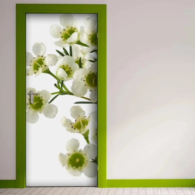 Decorazione Autoadesiva per porta White Flowers 210x83 cm Fabrieksprijs