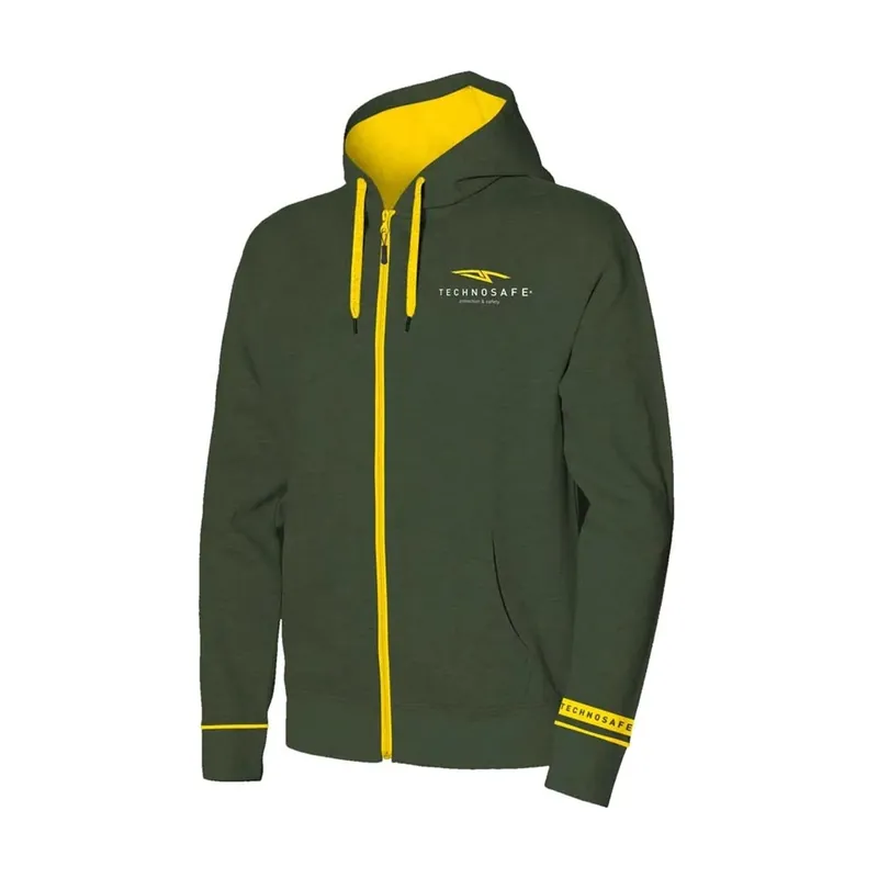 Voordeelprijs Felpa da lavoro con cappuccio Technosafe Hoodini Verde Giallo tg. XL