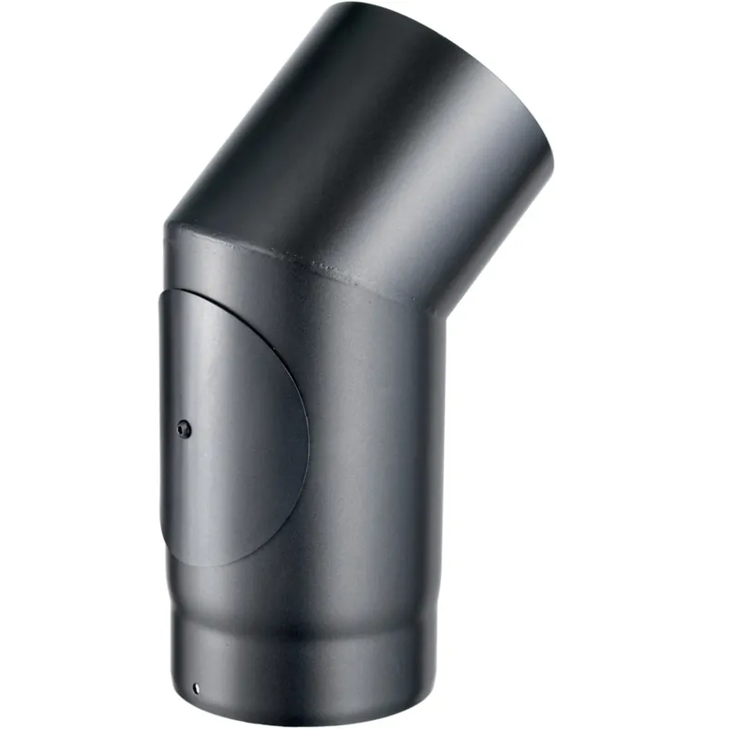 Snelle Levering Curva 45° con ispezione linea legna nero Ø 150