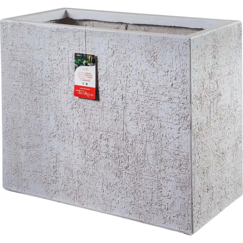 Fioriera da esterno Betulla Rustic fibra di argilla bianco L 60 x H 50 x P 30 cm Seizoensaanbieding