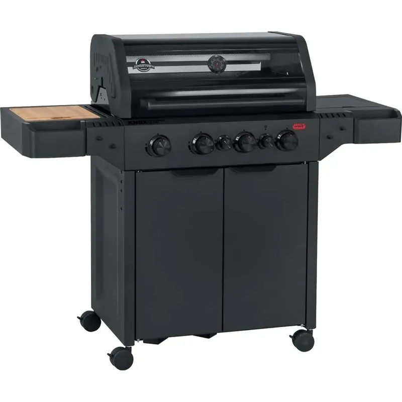 Betaalbaar Barbecue a gas Jamestown Knox II 4 bruciatori fornello laterale nero 134x115 cm