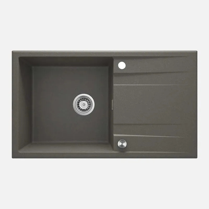 Alleen Vandaag Lavello 1 vasca gocciolatoio Idrostile Güines sifone 500x209 mm Antracite Met