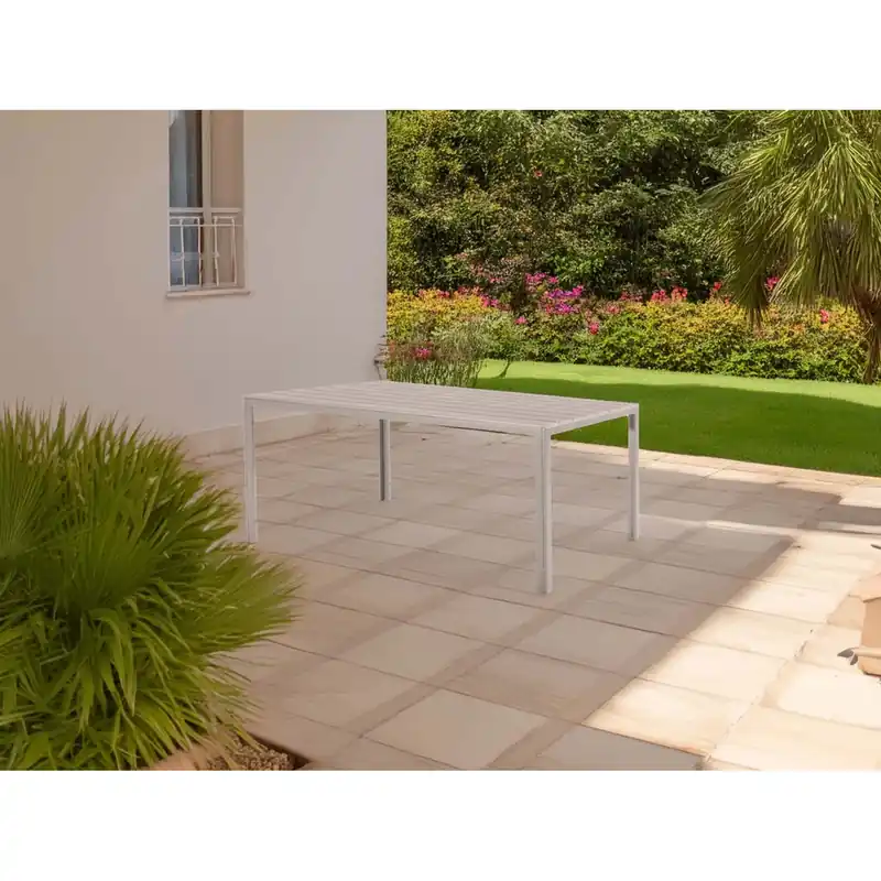 Veilige Betaling Tavolo da giardino Tenerife in metallo e plastica 156x78x74 cm