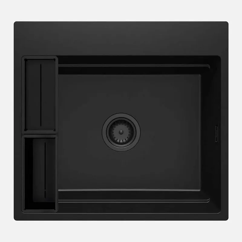 Snelle Levering Lavello 1 vasca magnetico quadrato Idrostile Guayos 520x220 mm nero