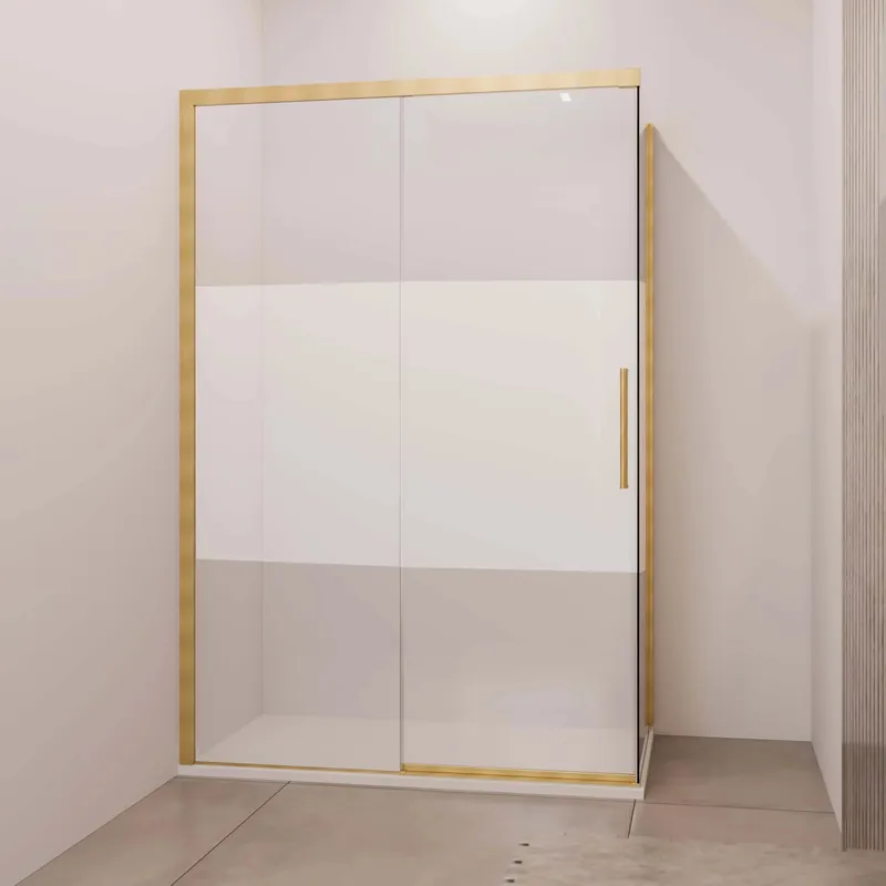 Weekendaanbieding Porta scorrevole dx doccia Lux con fisso 97/100 cm oro spazzolato