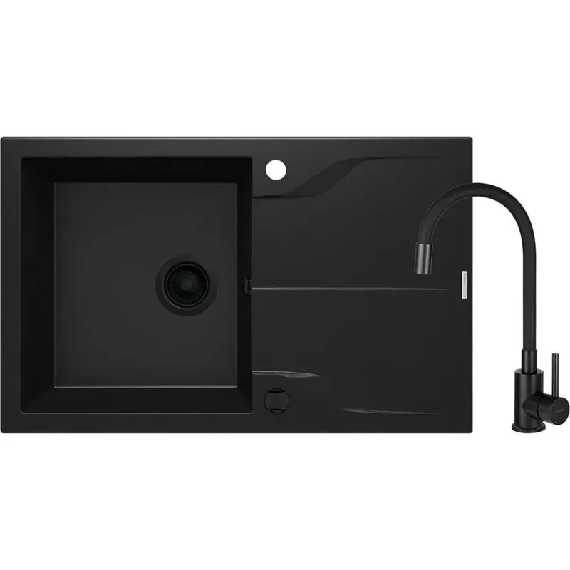 Beste Prijs Lavello 1 vasca gocciolatoio Idrostile Florida con rubinetto 490x194 mm nero