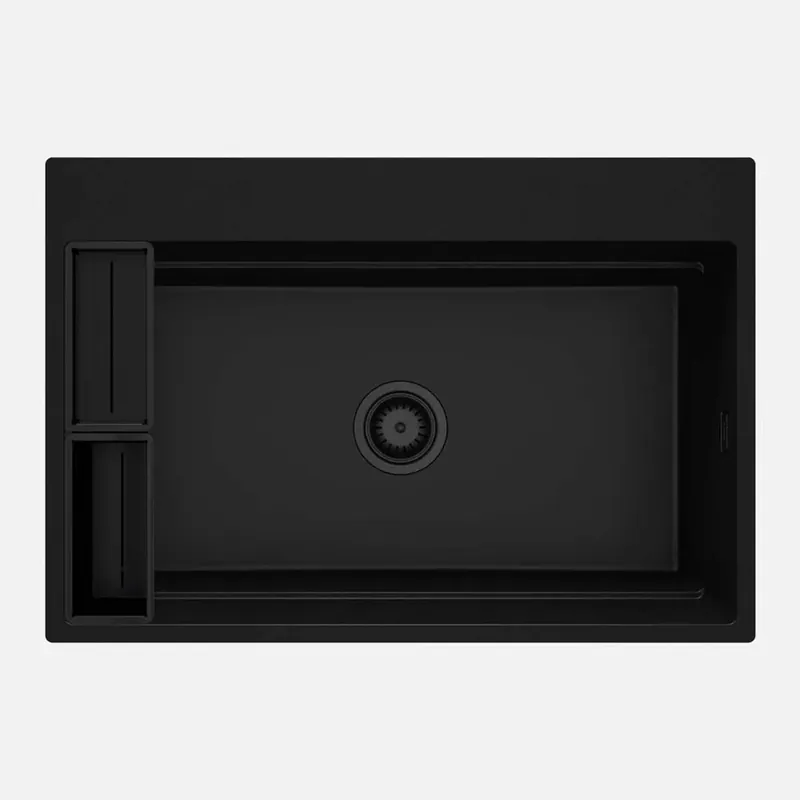 Rechtstreeks Van De Fabrikant Lavello granito magnetico 1 vasca Idrostile sifone 520x220 mm nero
