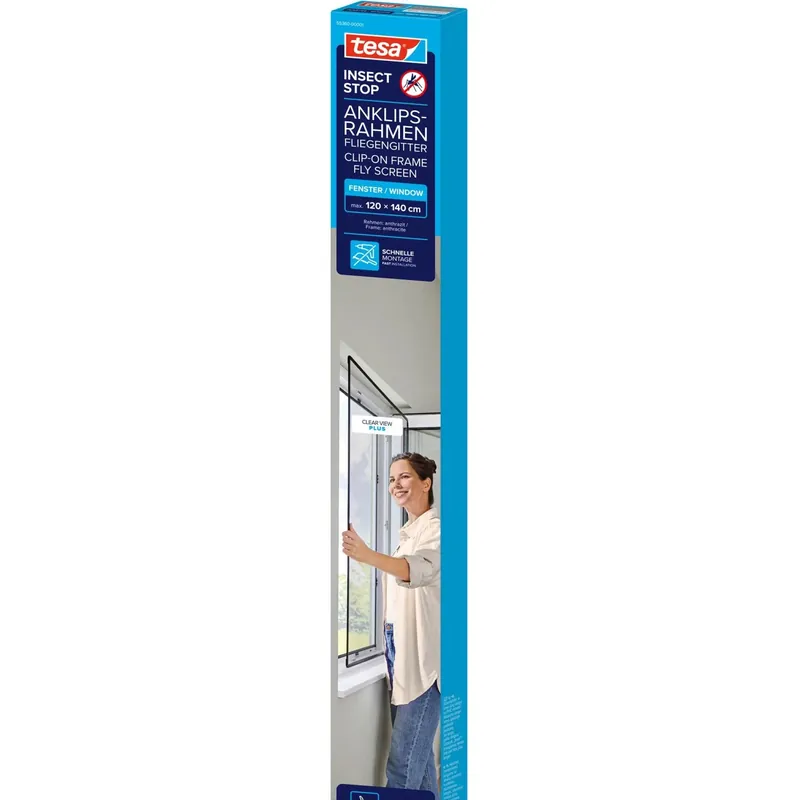 Zanzariera Tesa Insect Stop telaio a clip 100x120 cm Betrouwbaar