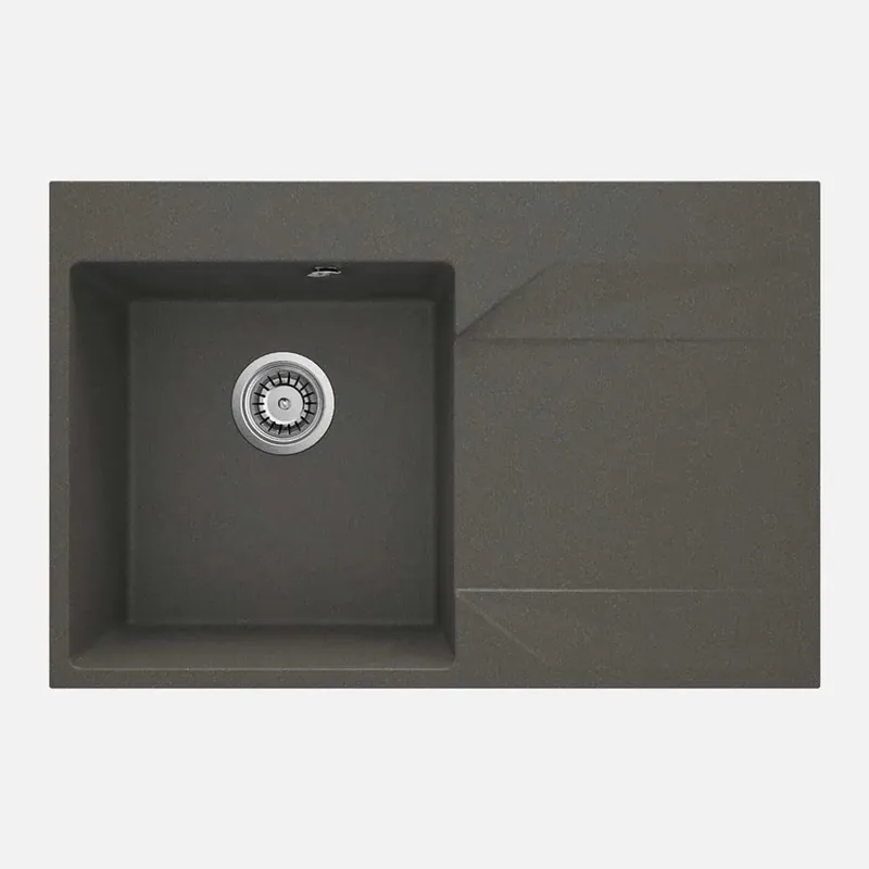 Goedkoop Lavello 1 vasca gocciolatoio destra Banes sifone 500x195 mm antracite met