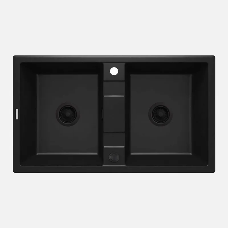 Tijdelijk Beschikbaar Lavello 2 vasche Idrostile Güines 500x220 mm Nero