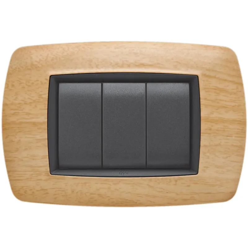 Aanbieding Placca a 3 moduli tecnopolimero colore betulla