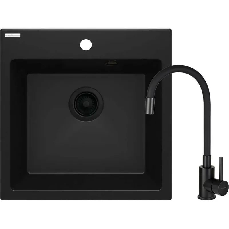 Weekendaanbieding Lavello 1 vasca Idrostile Banes con rubinetto 500x216 mm nero