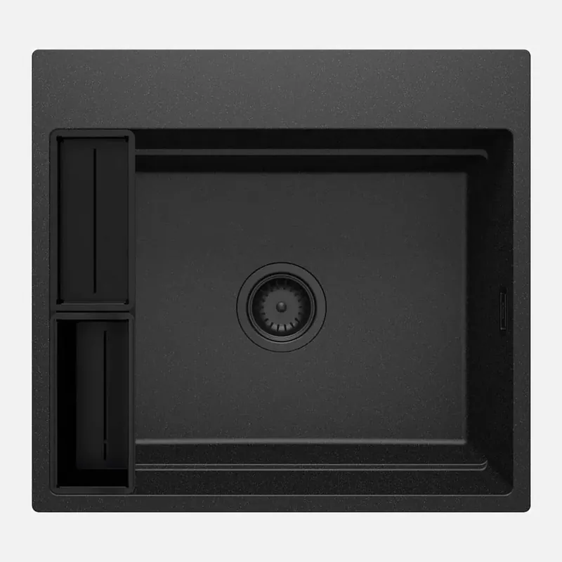 Premium Lavello 1 vasca magnetico quadrato Idrostile Guayos 520x220 mm Grafite Met