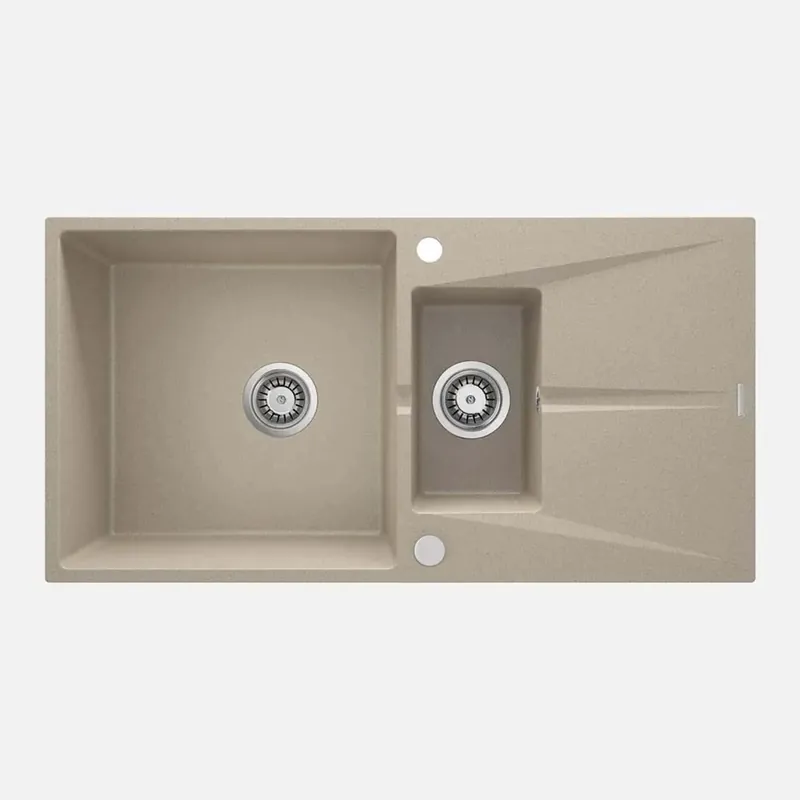Hoge Kwaliteit Lavello 1 vasca e mezza gocciolatoio Idrostile Bayamo 500x215 mm sabbia