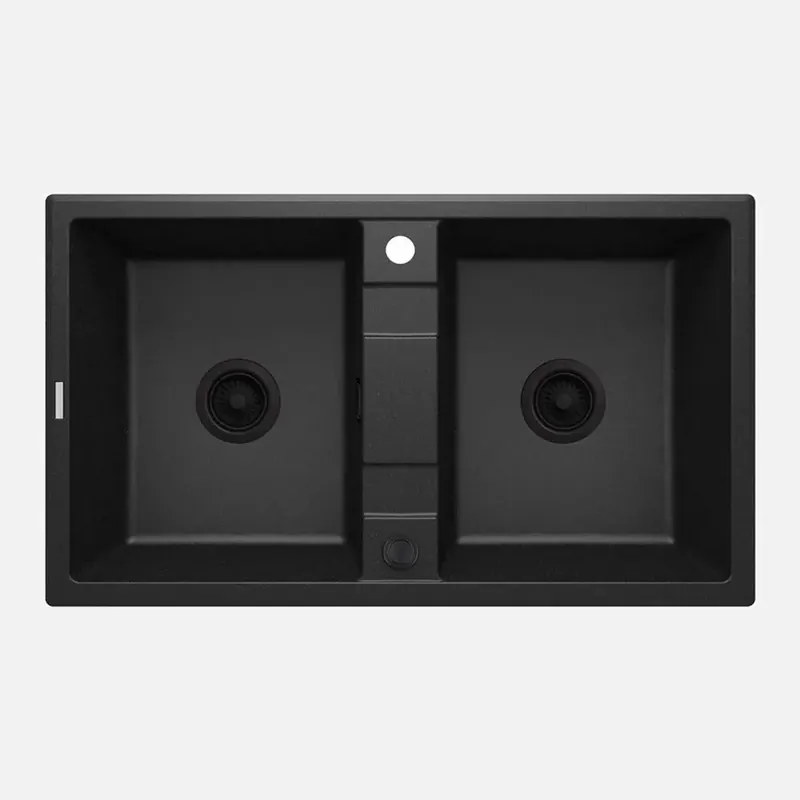 Gecertificeerd Lavello 2 vasche Idrostile Güines sifone 500x220 mm grafite metallizzata