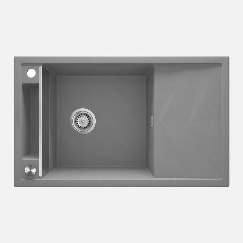 Hoge Kwaliteit Lavello 1 vasca magnetico gocciolatoio rett Guayos 500x219 mm Grigio met