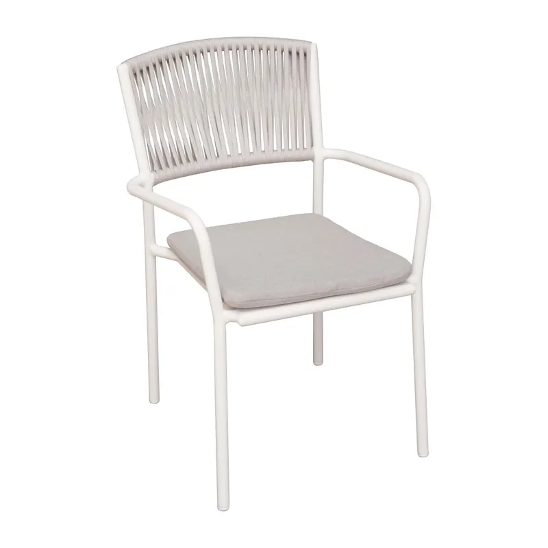 Weekendaanbieding Sedia giardino contract C-braccio alluminio bianco corda sabbia