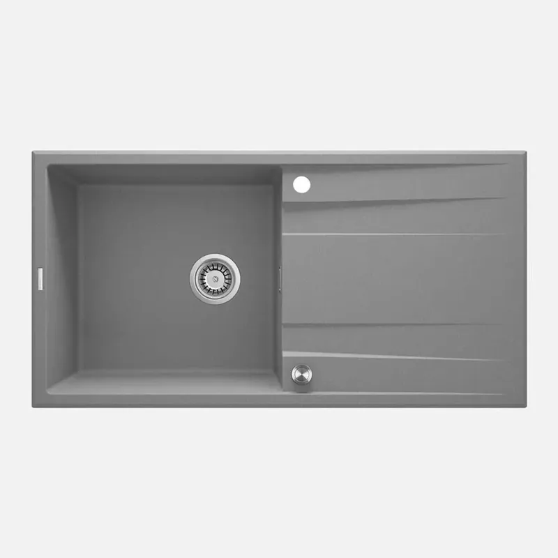 Snelle Levering Lavello 1 vasca con gocciolatoio Idrostile Güines 520x203 mm grigio met
