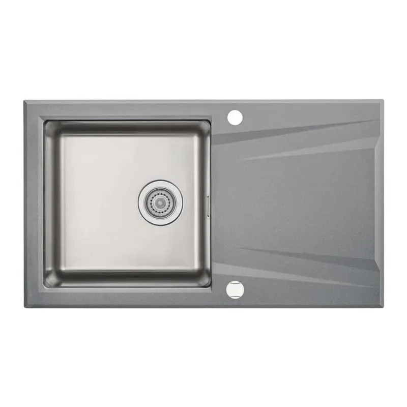 Seizoensaanbieding Lavello 1 vasca con gocciolatoio Idrostile Mapos 500x220 mm grigio met