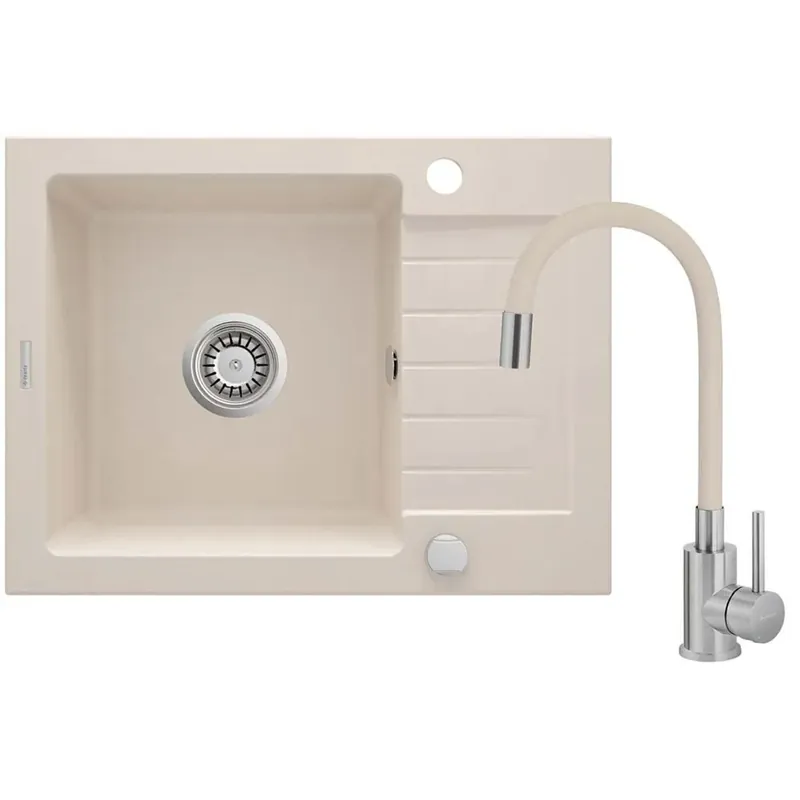Favoriet Lavello con rubinetto 1 vasca con gocciolatoio Idrostile Martí 440x164 mm Beige