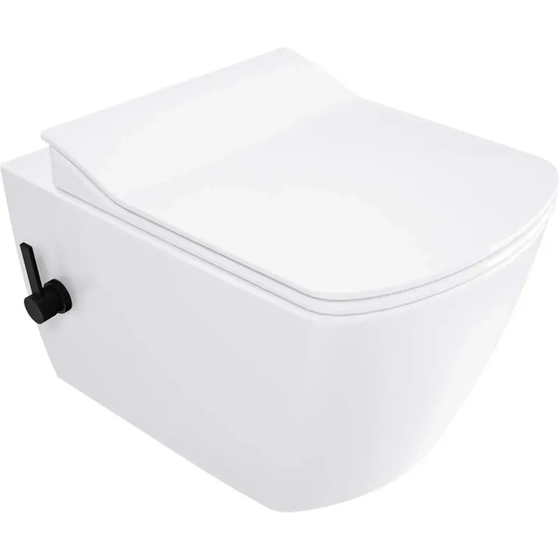 WC sospeso Song con funzione bidet e miscelatore 37,2x34,9 cm bianco nero Laatste Versie