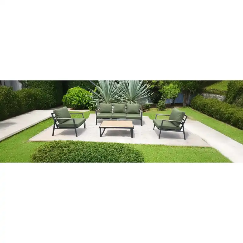 Actieprijs Salotto da giardino in alluminio antracite con cuscini 5 posti