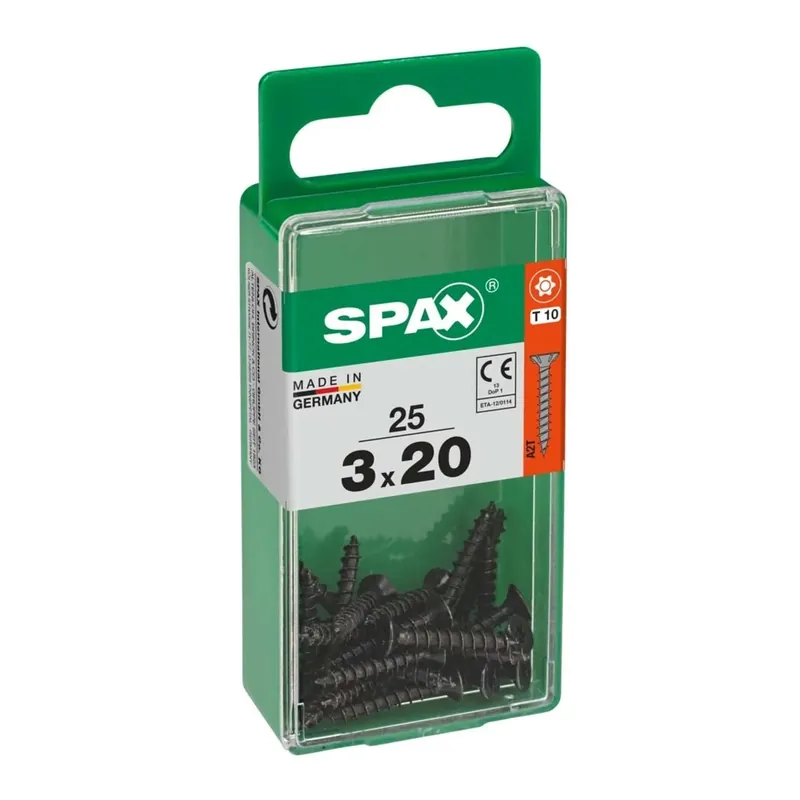 Vite Spax-s testa svasata t-star plus t10 filetto totale zincatura nera s 25 pz Direct Beschikbaar