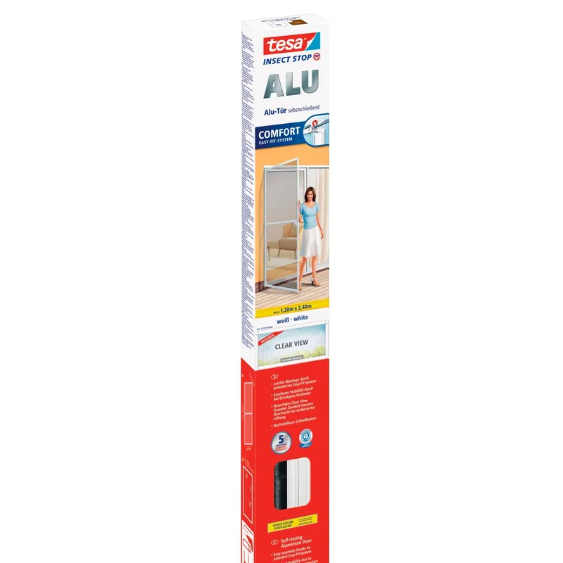 Zanzariera in alluminio telaio porta Tesa Comfort 240x120 cm Bianco Alleen Vandaag