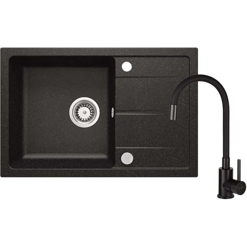 Koop Online Lavello con rubinetto bocca elastica Idrostile Amancio 440x164 mm Nero