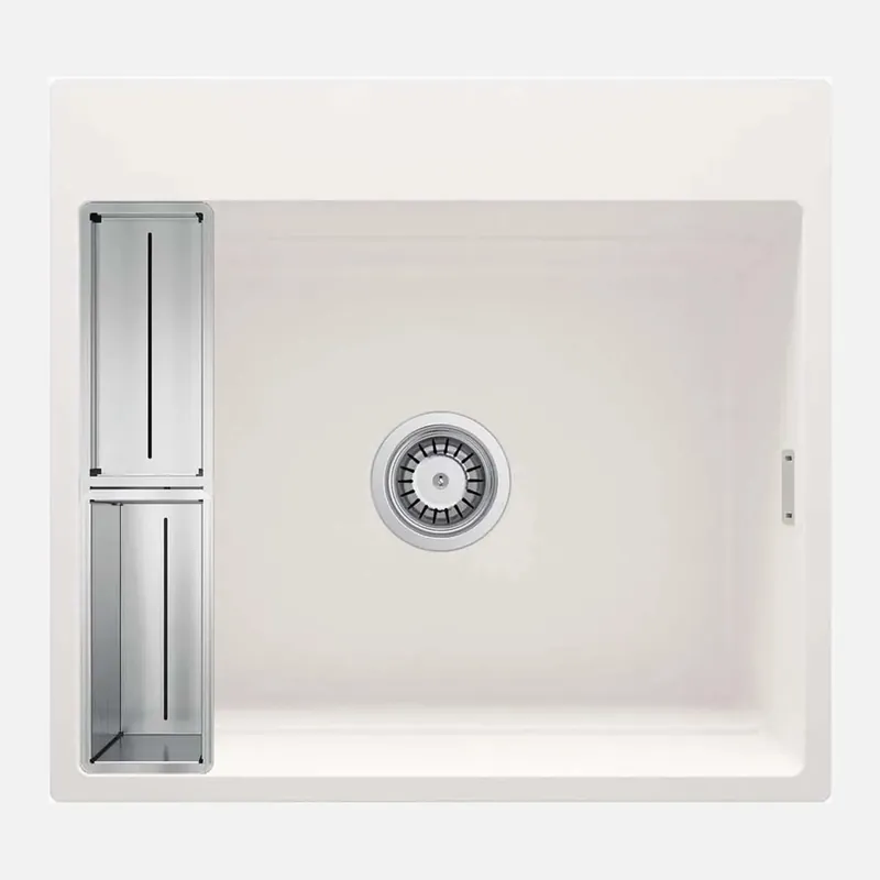 Snelle Levering Lavello 1 vasca magnetico quadrato Idrostile Guayos 520x220 mm Alabastro