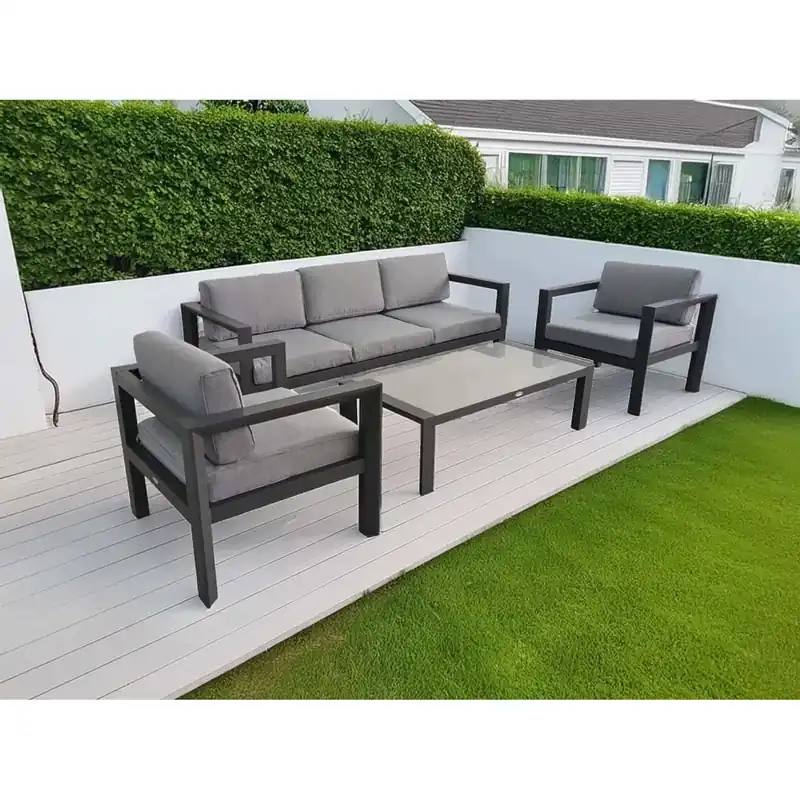 Aanbieding Salotto da giardino Hibiscus in alluminio antracite 5 posti