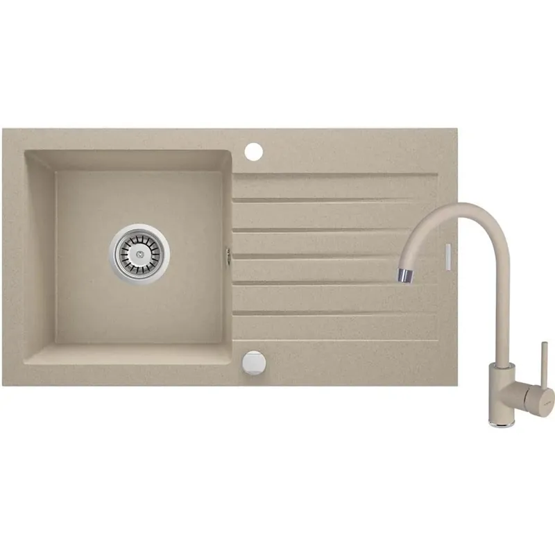 Beste Prijs Lavello con rubinetto 1 vasca con gocciolatoio Idrostile Martí 440x160 mm sabbia