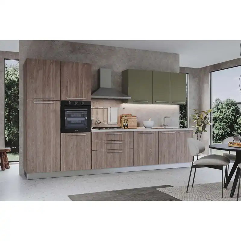 Direct Verzonden Cucina completa Iris 360 cm dx noce stelvio