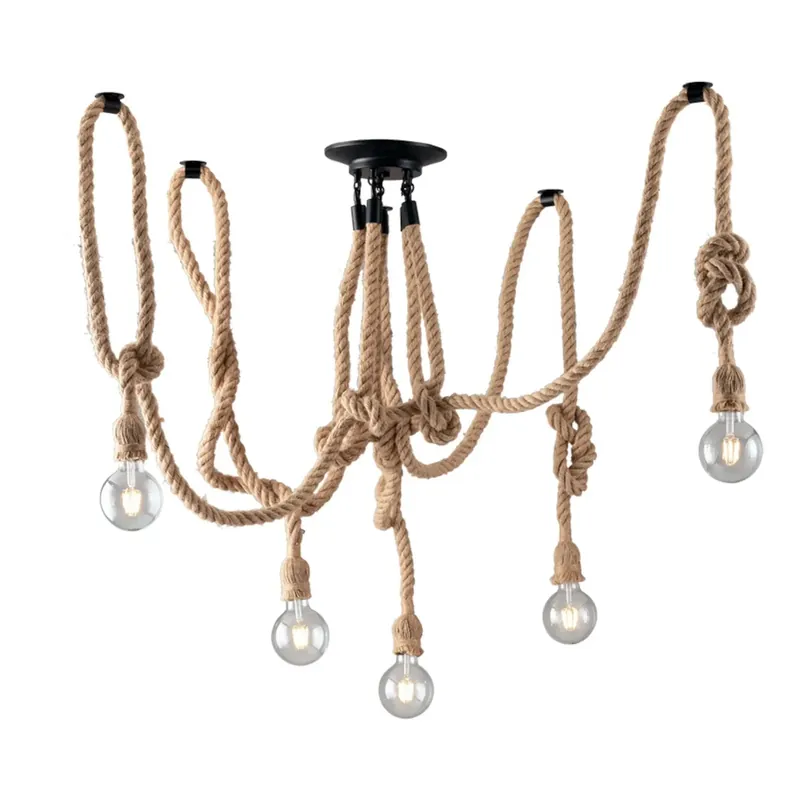 Aanbieding Plafoniera Rope Corda 5 luci 250x20x20 cm marrone