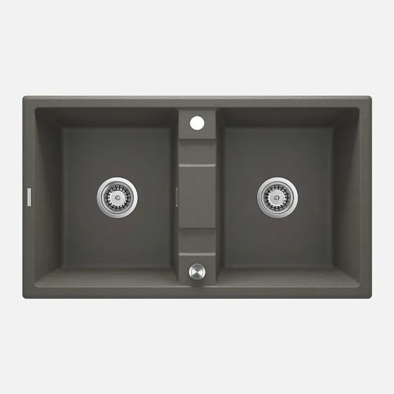 Goedkoop Lavello 2 vasche Idrostile Güines sifone 500x220 mm antracite metallizzato