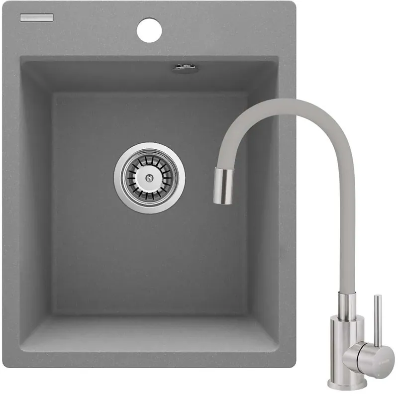 Must-Have Lavello rubinetto 1 vasca Idrostile Bayamo 500x211 mm grigio metallizzato