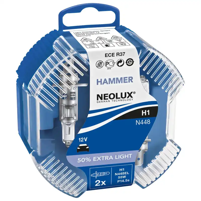 Weekendaanbieding Lampadina per fari H1 Extra Light White Hammer 55W 12V 2 pz